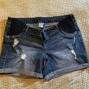 Maternity Isabel Denim Shorts slightly distressed